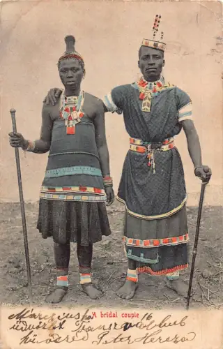 L546 Südafrika 1907 Ein Brautpaar Eingeborene Ethno Vintage Postkarte