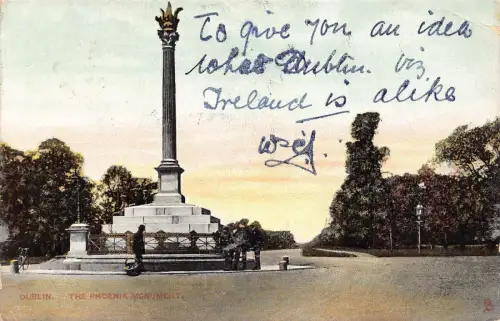 A045 Irland Dublin 1907 Phoenix Denkmal Vintage Postkarte
