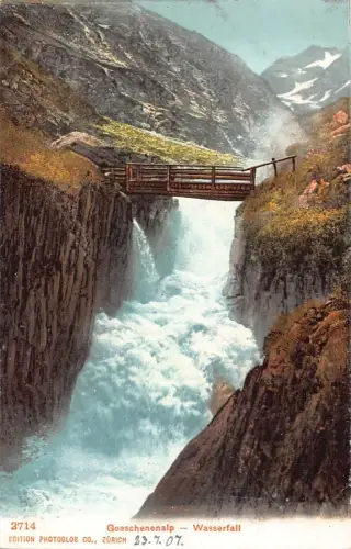 A042 Schweiz Goeschenenalp Wasserfall Wasserfall Vintage Postkarte
