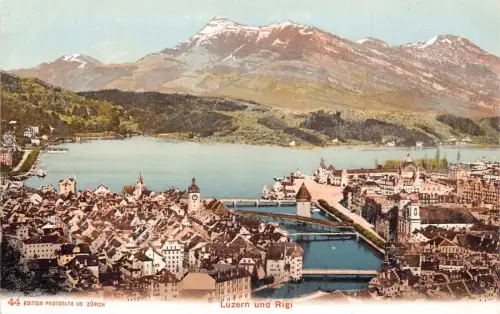 A041 Schweiz Luzern und Rigi Panoramablick Vintage Postkarte