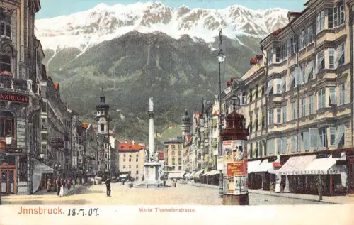 A038 Österreich Maria Theresia Straße Innsbruck Cafe Vintage AK