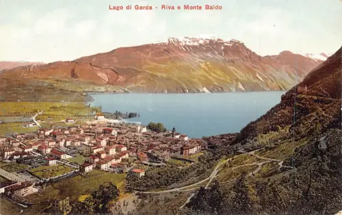 A039 Italien Lago di Gardasee Riva E Monte Baldo Vintage Postkarte
