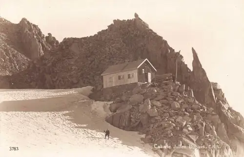 A040 Schweiz Cabane Julien Dubuis Hütte Berg Schnee Vintage Postkarte