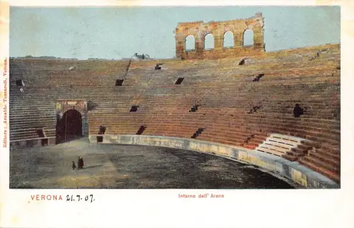 A039 Italien Verona Innenraum der Arena Vintage Postkarte