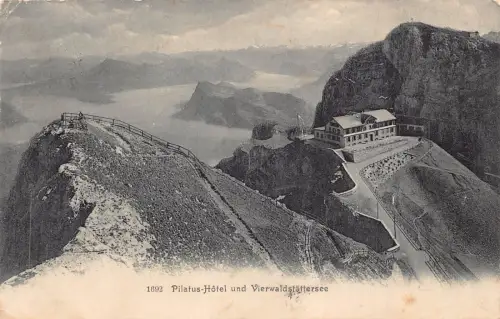A040 Schweiz 1905 Pilatus Hotel und Vierwaldstättersee Vintage Postkarte
