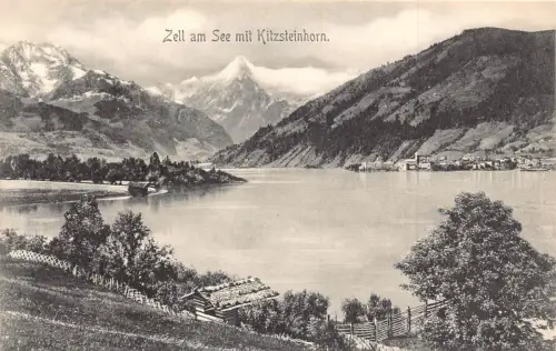 A038 Österreich Zell am See mit Kitzsteinhorn See Vintage Postkarte