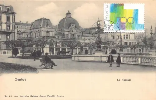 L299 Schweiz Genf Genf Kuursaal Bank Vintage Postkarte