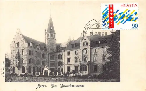 L298 Schweiz Aarau Das Gewerbemuseum Museum Vintage Postkarte