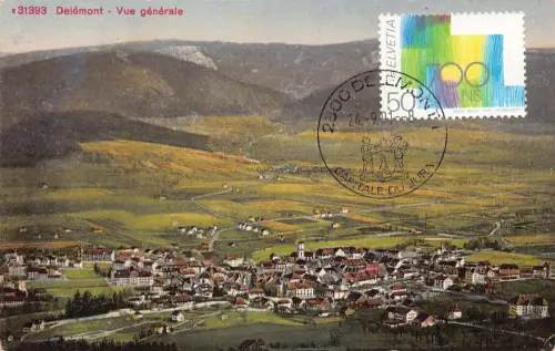 L300 Schweiz Delemont Gesamtansicht Vintage Postkarte
