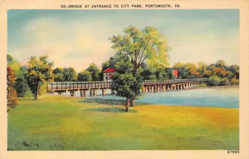 A856 US Virginia Portsmouth Bridge am Eingang zum Stadtpark Vintage Postkarte