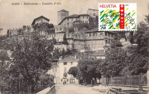 L299 Schweiz Bellinzona Castello d'Uri Schloss Vintage Postkarte
