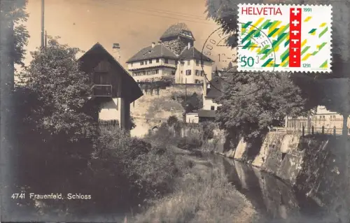L299 Schweiz Frauenfeld Schloss Vintage Postkarte.
