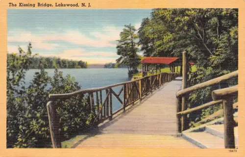 A855 US Kissing Bridge Lakewood New Jersey Vintage Postkarte