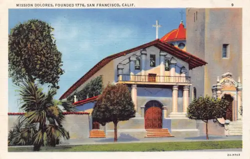 A855 US Mission Dolores gegründet 1776 San Francisco Kalifornien Vintage Postkarte