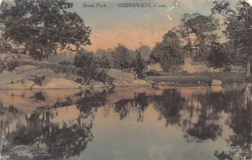A856 USA 1910 Bruce Park Greenwich Connecticut Vintage Postkarte