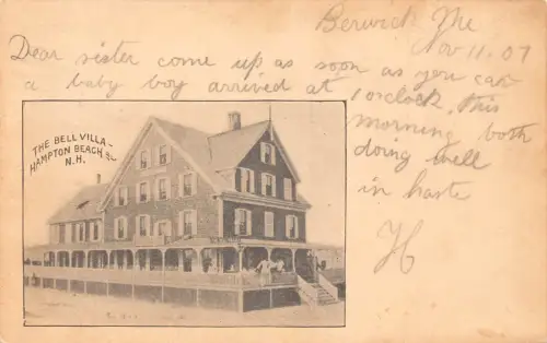 A857 USA 1907 The Bell Villa Hampton Beach NH Vintage Postkarte