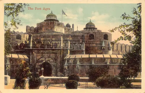 A857 Indien Fort Agra Vintage Postkarte