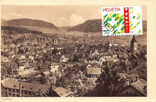 L298 Schweiz Aarau Panoramablick Vintage Postkarte