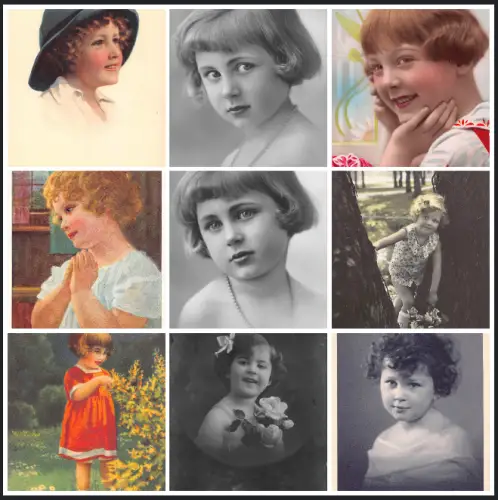 L498 Kinder Kunst Lot 9 alte Postkarten