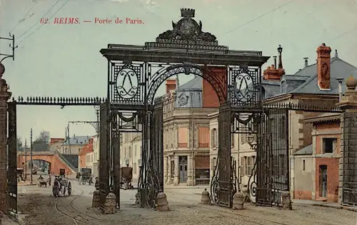 A858 Frankreich Reims Porte de Paris Tor Vintage Postkarte