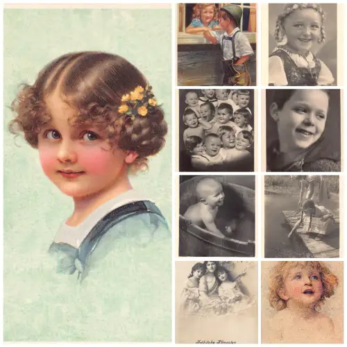 L497 Kinder Kunst Lot 13 alte Postkarten