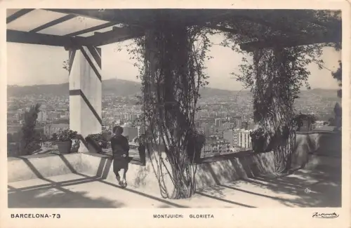 A858 Spanien Barcelona Montjuich Glorieta RPPC Vintage Postkarte