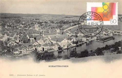 L297 Schweiz Schaffhausen Panoramablick Vintage Postkarte