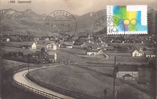 L297 Schweiz Appenzellerstrasse Panoramablick Vintage Postkarte