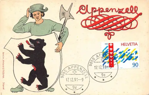 L297 Schweiz Appenzeller Wappenrub Schwarzbär Vintage Postkarte