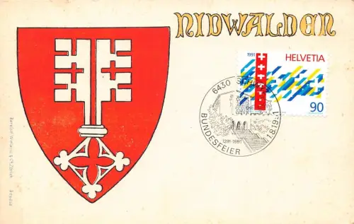 L297 Schweiz Nidwalden Wappen Schlüssel Vintage Postkarte