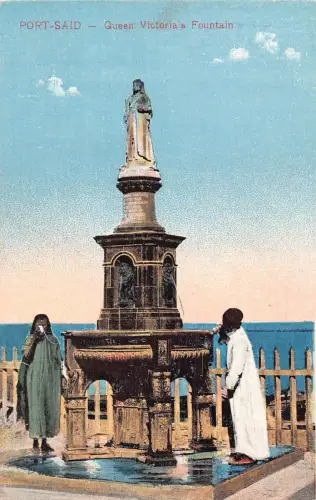 Ägypten Port Said Queen Victoria's Fountain Eingeborene trinken Wasser Postkarte B931