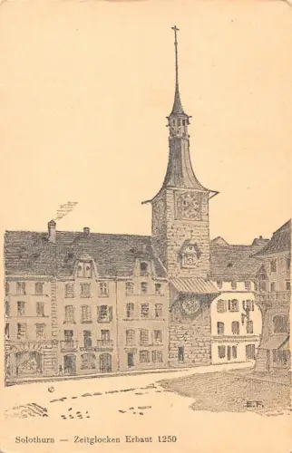 L296 Schweiz Solothurn Zeitglocken Erbaut Vintage AK