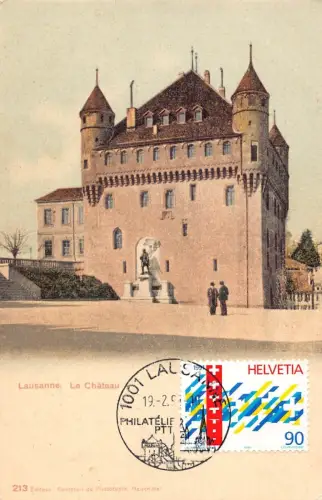 L296 Schweiz Schloss Lausanne Schokolade Suisses RIBET Werbepostkarte