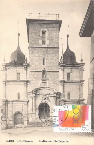 L296 Schweiz Solothurn Rathaus Vintage Postkarte