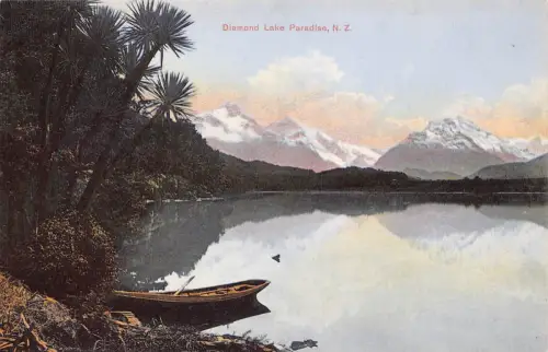 B597 Neuseeland Diamond Lake Paradise Vintage Postkarte