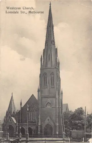 B602 Australien Melbourne Wesleyan Kirche Lonsdale Str Vintage Postkarte