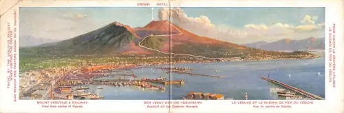 B606 Italien Vesuv und Eisenbahn Neapel Thos Cook & Son Panorama Postkarte