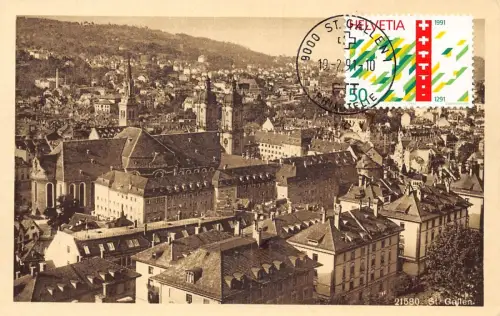 L301 Schweiz St. Gallen Panoramablick Vintage Postkarte