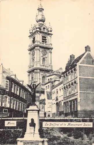 A236 Belgien Mons de Beffroi et Monument Dolez Vintage Postkarte