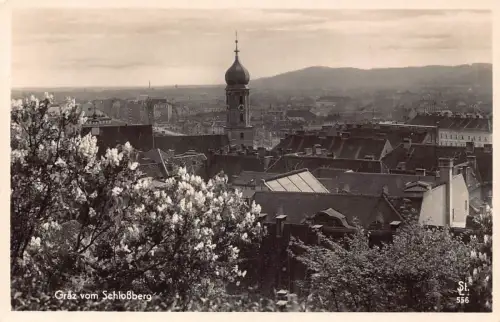 A239 Österreich Graz Blick vom Schlossberg RPPC Vintage Postkarte