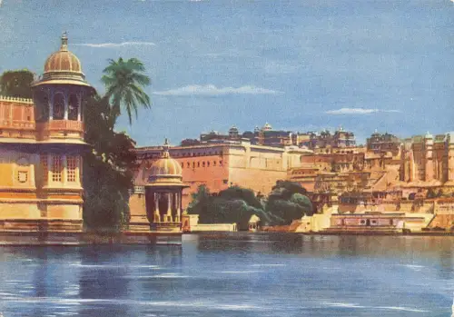 A863 Indien Udaipur Jah Mahal Vintage Postkarte