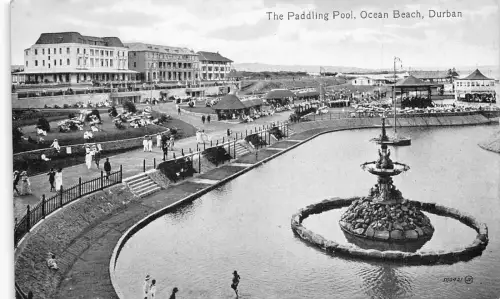 A864 Südafrika Durban Ozean Strand Planschbecken Vintage Postkarte