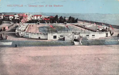 Ägypten Heliopolis Gesamtansicht des Stadions Vintage Postkarte B932