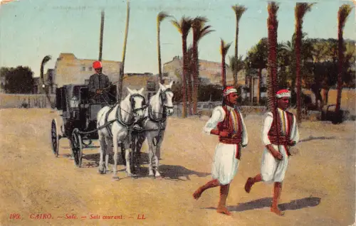 Ägypten Kairo Sais Courant Ureinwohner führender Kutsche ethnische Postkarte B932