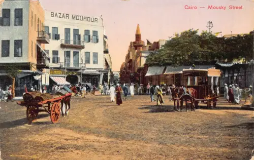 Ägypten Kairo Mousky Street Bazar Mourour Cart Vintage Postkarte B932