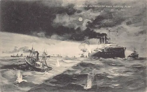 England 1904 Russische Empörung Rumpf Fischereiflotte Schlachtdampfer Postkarte B932
