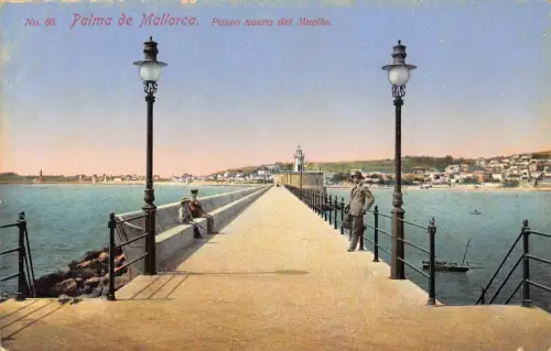 Spanien Palma de Mallorca Paseo nuevo del Muelle Kai Vintage Postkarte B933