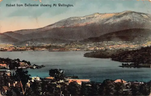 Australien Hobart aus Bellereive zeigt Mt Wellington Vintage Postkarte B933