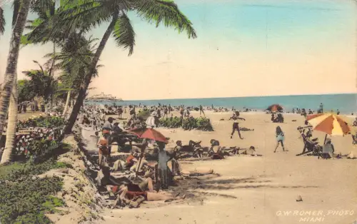 USA 1938 Miami Beach Florida Febraury Day Vintage Postkarte B933