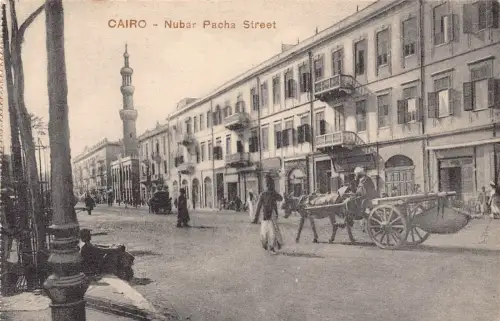 Ägypten Kairo Nubar Pacha Straßenwagen Vintage Postkarte B934
